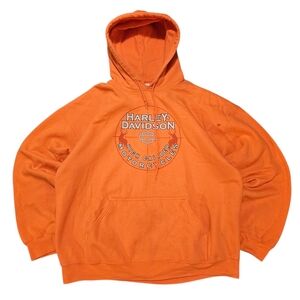 Vintage Y2k Harley Davidson Orange Pullover Hoodie